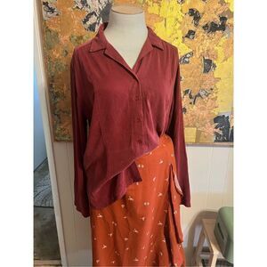 Tianello TENCEL™  Brick Red Long Sleeve "Monica" Blouse